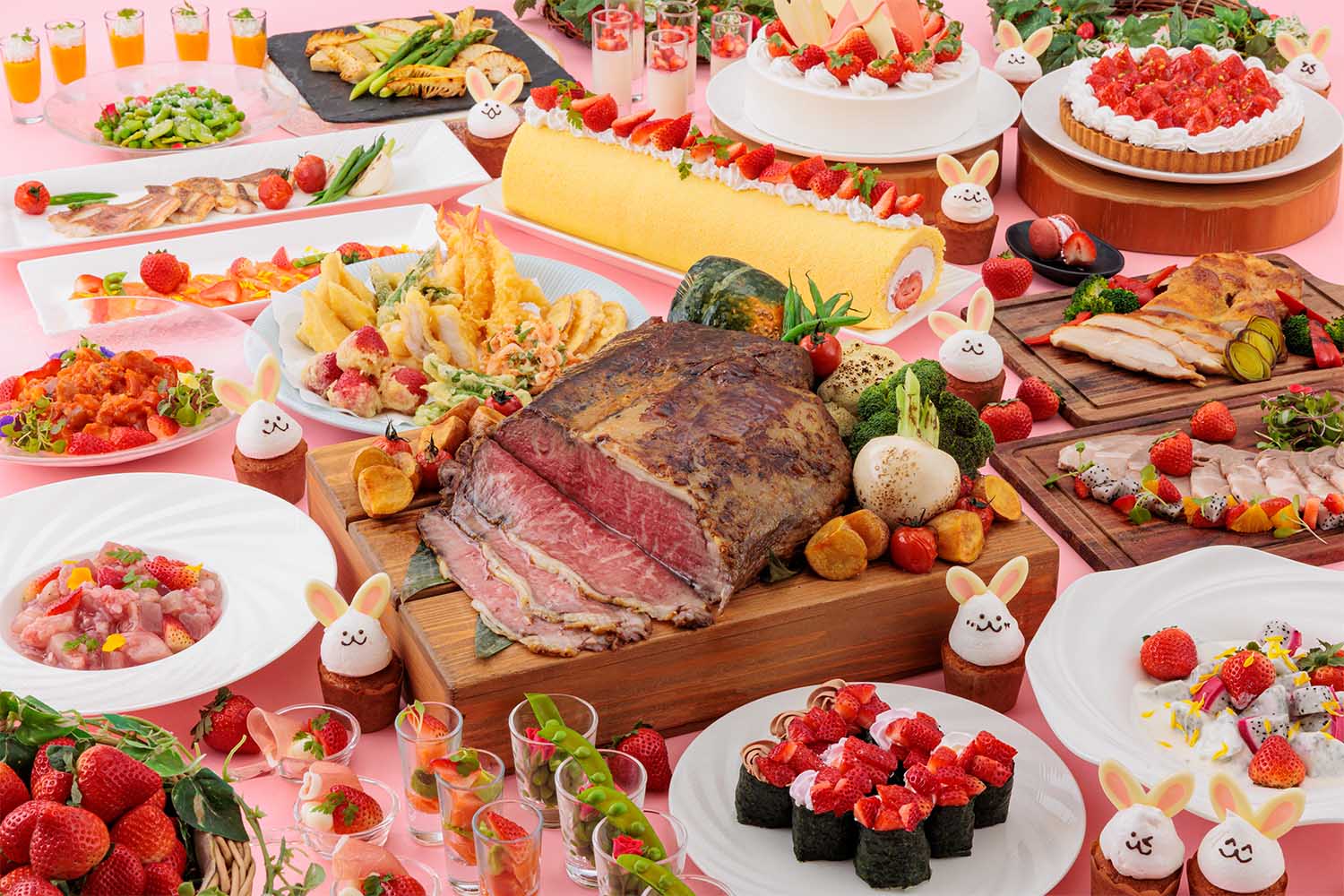 ■【いちごブッフェ2026】1泊2食付!“あまおう”など3種食べ比べが楽しめる(月~木)ワンドリンク付※26.3/31まで対象